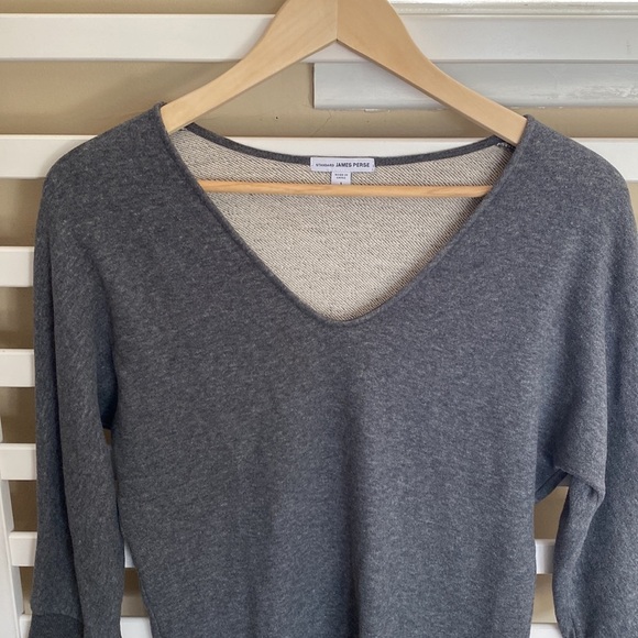 JAMES PERSE Gray Brushed Fleece Long Sleeve Dolman Dress Size 1 - Picture 9 of 17